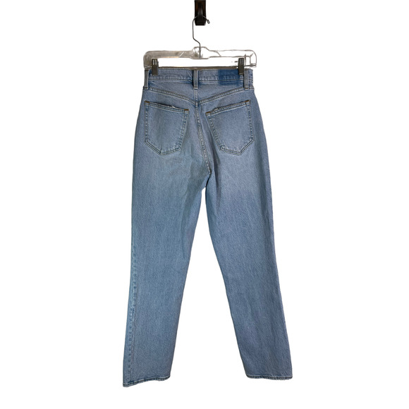 Abercrombie Curve Love 90s Straight Ultra High Rise Light Wash Front Slit 27 - Picture 10 of 12